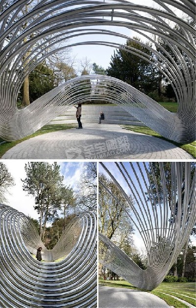 現代風信息產業(yè)科技園抽象不銹鋼雕塑