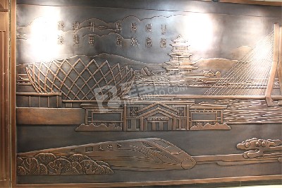 博物館壁畫風(fēng)景鍛銅浮雕定制