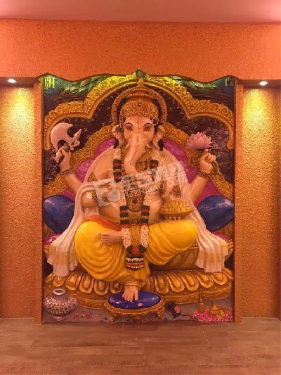 東南業(yè)風格印度象鼻神玻璃鋼彩繪浮雕玻璃鋼仿鑄銅雕塑圓雕設計定制