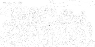 魚(yú)水情深浮雕雕塑原創(chuàng)手繪設(shè)計(jì)稿