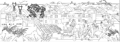 鄉(xiāng)村振興浮雕雕塑原創(chuàng)手繪設計稿