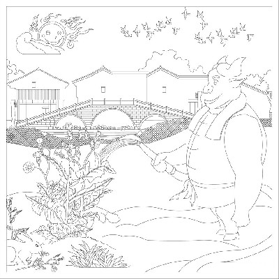 鄉(xiāng)村振興浮雕雕塑原創(chuàng)手繪設(shè)計稿