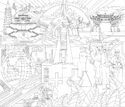 中醫(yī)文化浮雕雕塑原創(chuàng)手繪設(shè)計稿