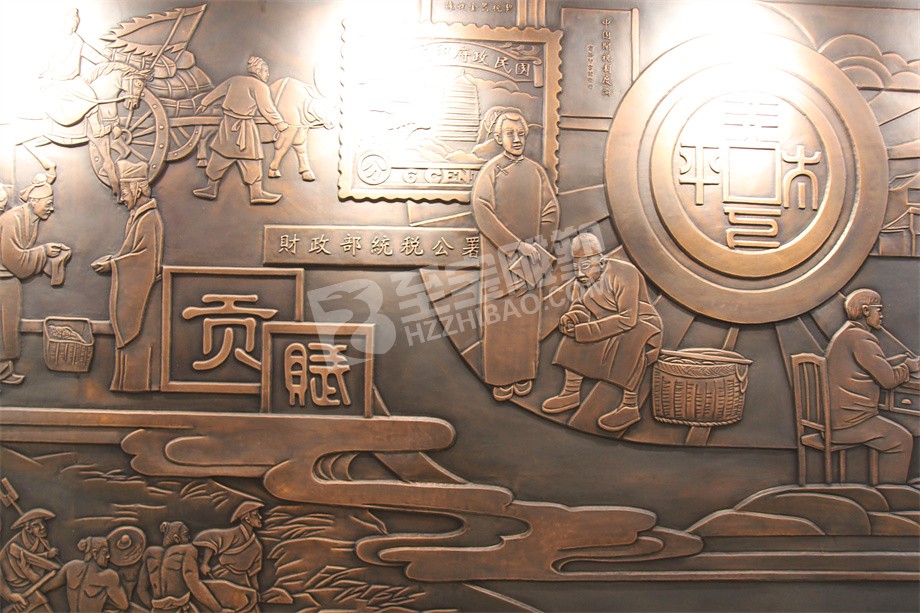 財務(wù)公司壁畫勞作圖鍛銅浮雕定制