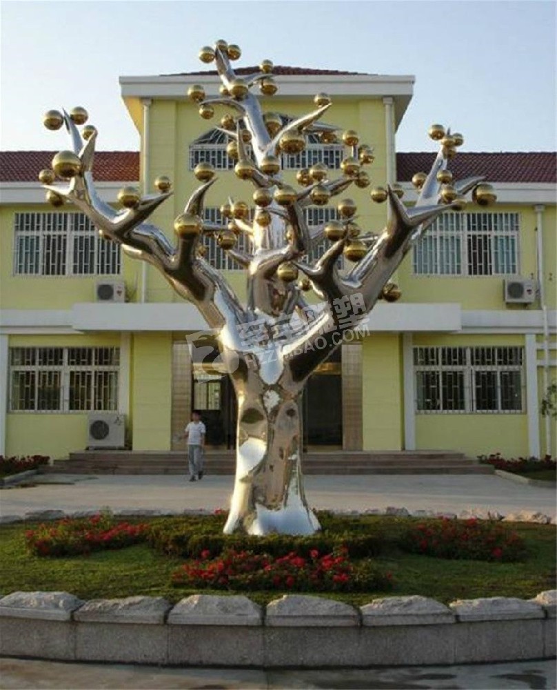 定制不銹鋼鏡面創(chuàng)意大樹(shù)造型屌絲定制