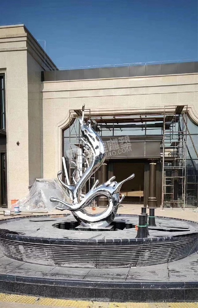 地產鏡面創(chuàng)意浪花不銹鋼雕塑定制