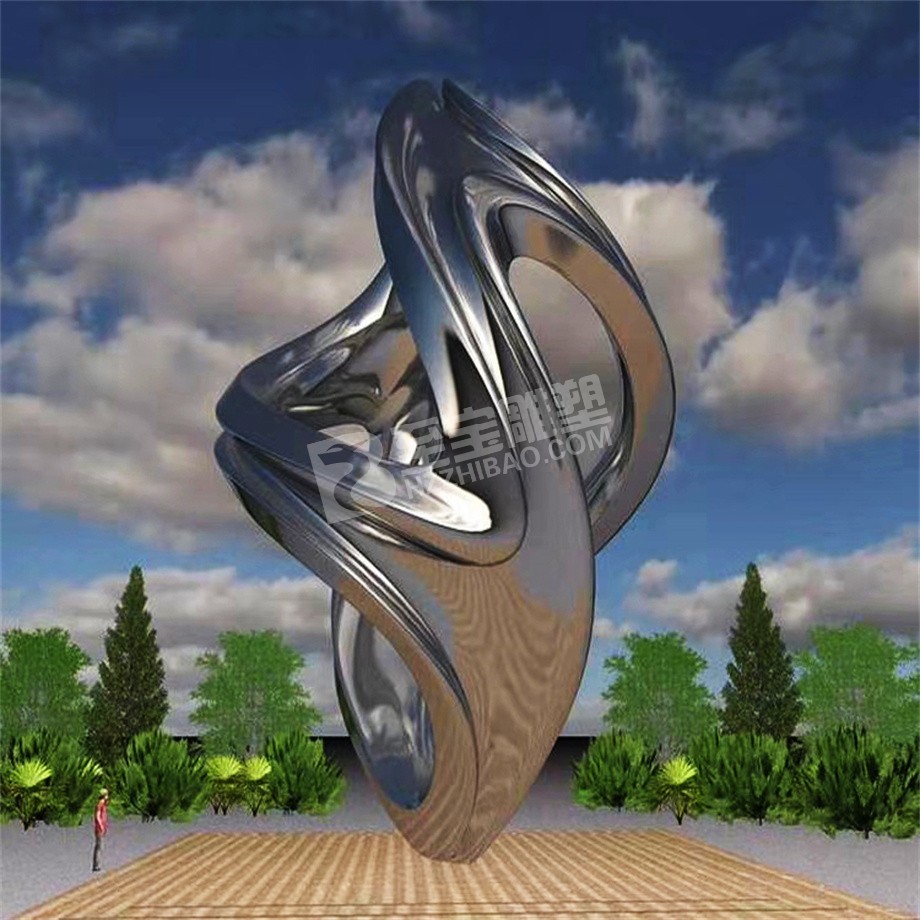 城市廣場鏡面抽象火炬不銹鋼雕塑定制