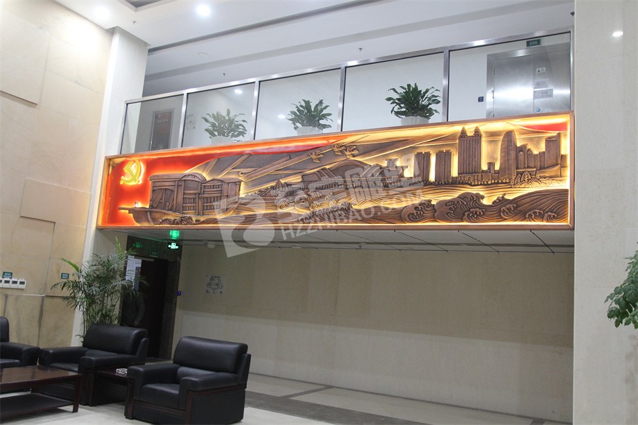 煙草局樓梯壁畫(huà)江山鍛銅浮雕定制