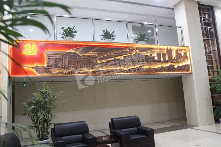 煙草局樓梯壁畫(huà)江山鍛銅浮雕定制