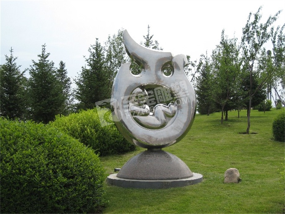 園林景觀鏡面鳥(niǎo)不銹鋼雕塑定制