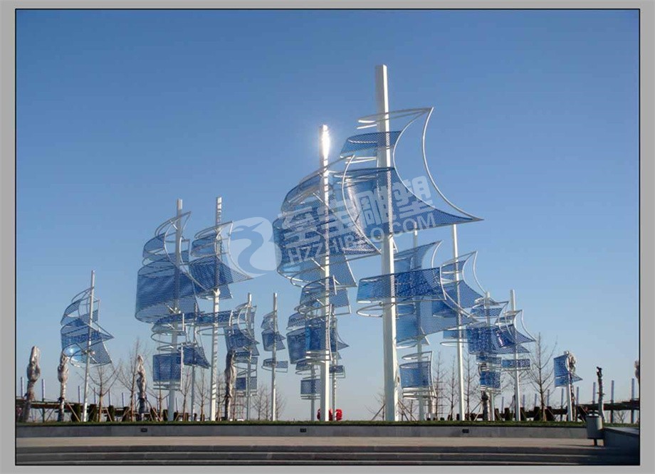 城市廣場(chǎng)創(chuàng)意旗幟不銹鋼雕塑定制