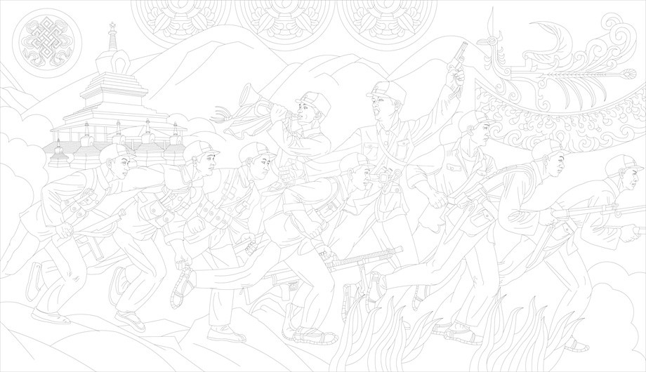 紅色黨建浮雕雕塑原創(chuàng)手繪設(shè)計稿