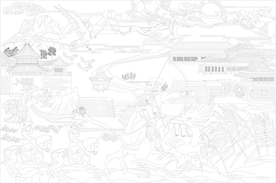 民族團結浮雕雕塑原創(chuàng)手繪設計稿