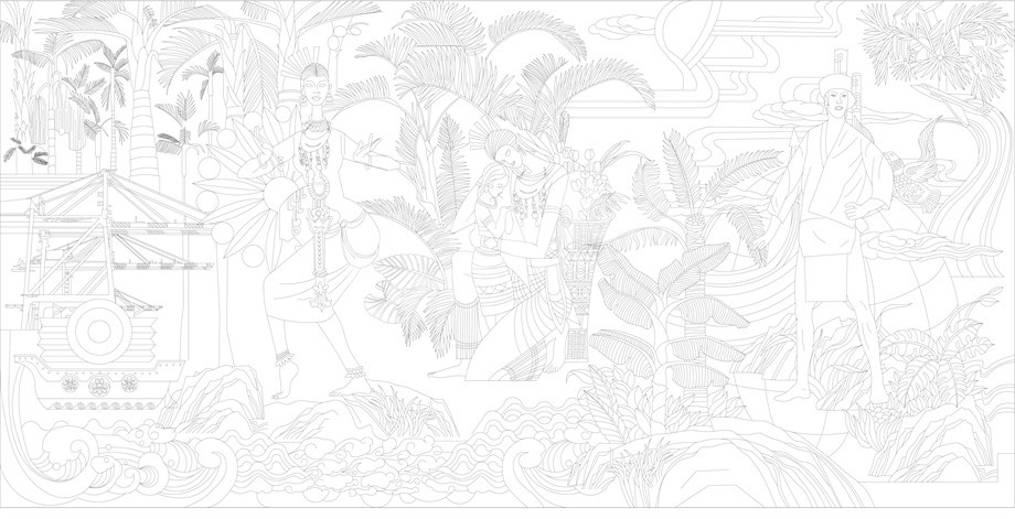 民族團結(jié)浮雕雕塑原創(chuàng)手繪設(shè)計稿