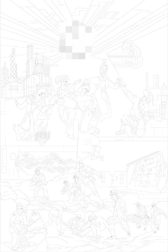 民族團結(jié)浮雕雕塑原創(chuàng)手繪設(shè)計稿