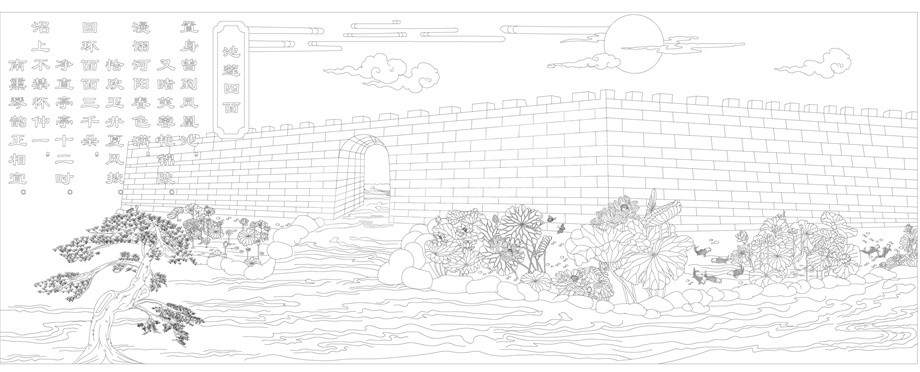 山水風景浮雕雕塑原創(chuàng)手繪設(shè)計稿