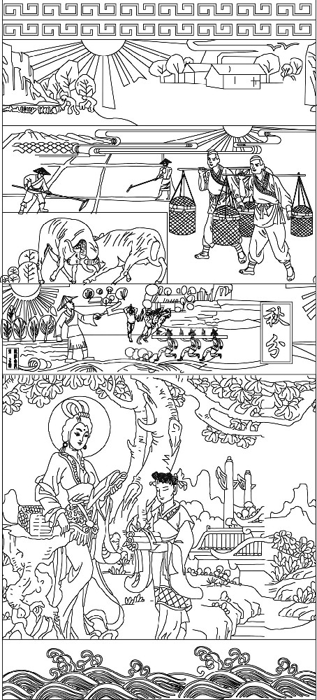 秋分浮雕雕塑原創(chuàng)手繪設計稿