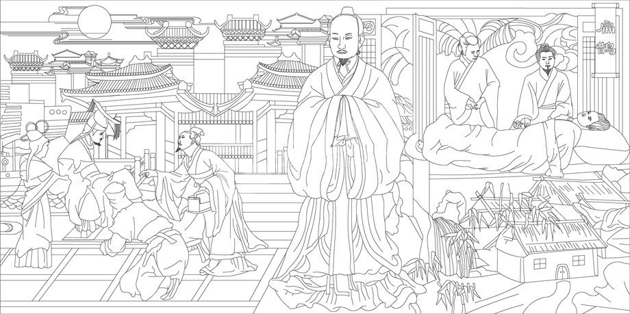 中醫(yī)文化浮雕雕塑原創(chuàng)手繪設(shè)計稿
